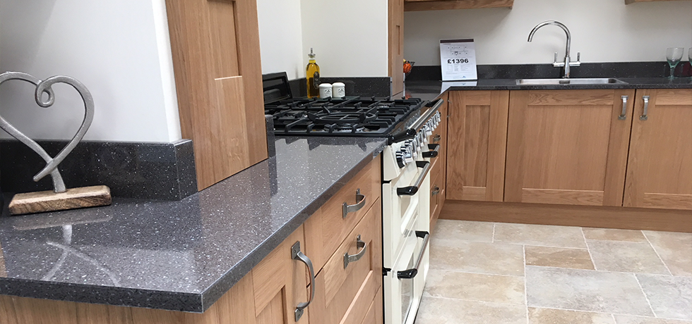 Worcester City Kitchens displaying Omega Cinder Quartz. 